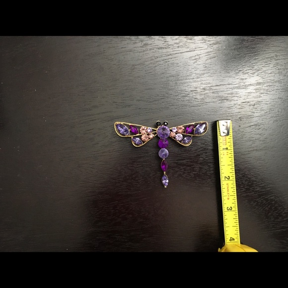 Multi Color Austrian Crystals Fairy Dragonfly Brooch Pin Pendant - Reduced - Picture 12 of 13